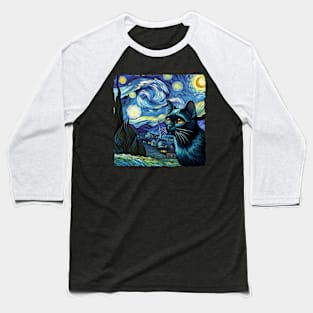 Bombay Starry Night Inspired - Artistic Cat Baseball T-Shirt